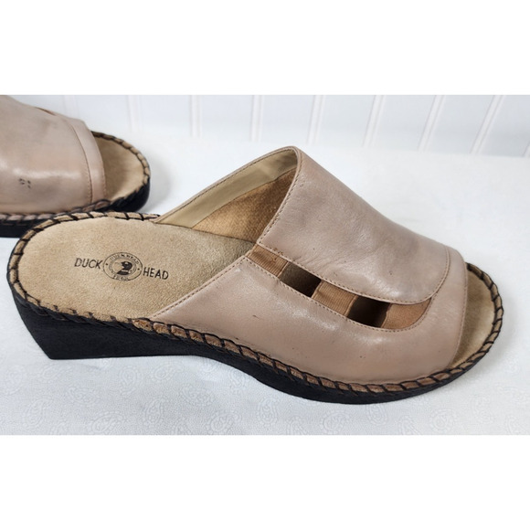 Duck Head Womens Sandals Leather Slip On Comfort Resort Classic Beige - Picture 1 of 9